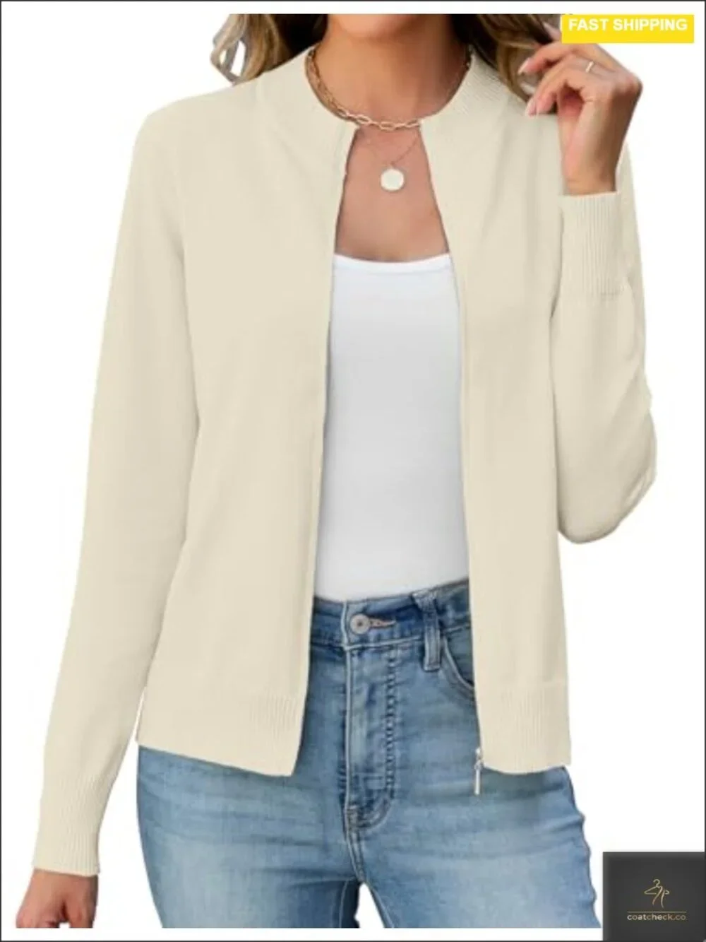 Women's Zip Up Cardigan Sweater Long Sleeve Lightweight Casual Knit Jacket